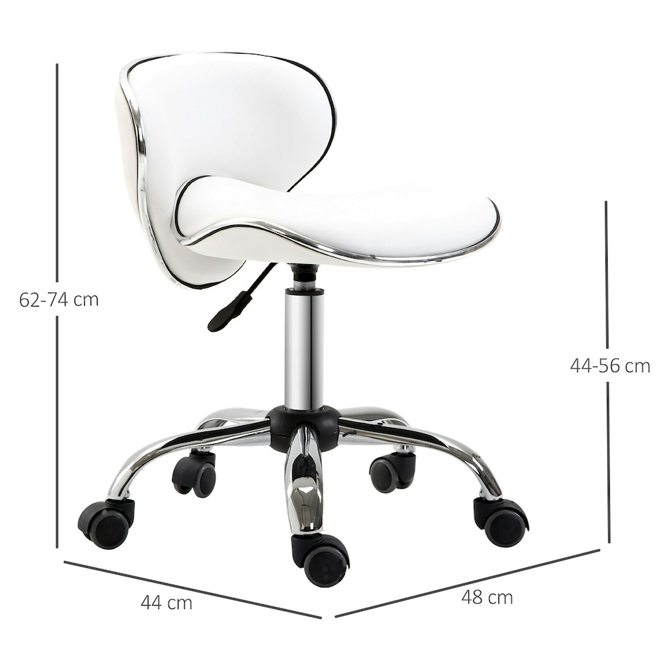 image 1 of HOMCOM Office Chair Beauty Salon Rolling Technician Stool Chair Low Back White