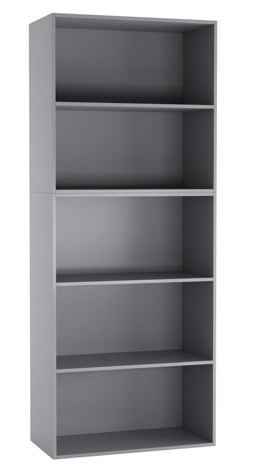 image 1 of Wide 5-Tier Bookcase | Grey | 1