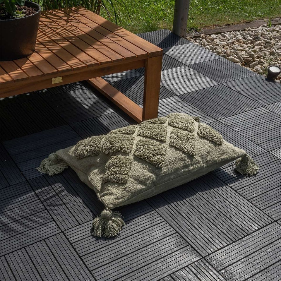image 1 of Cosmo Garden Patio Cosmopolitan Decking Tiles - Dark Grey | Grey | Dark Grey | Pack of 10