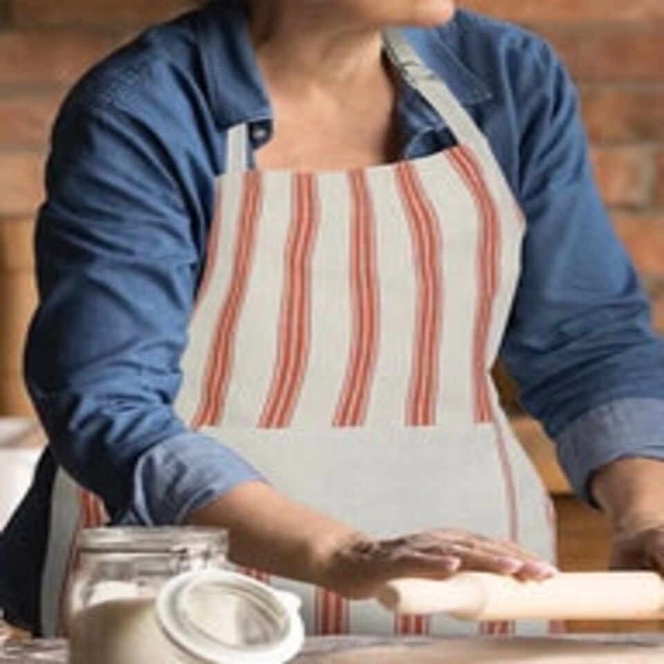 image 1 of Bakers Stripe Kitchen Apron Red