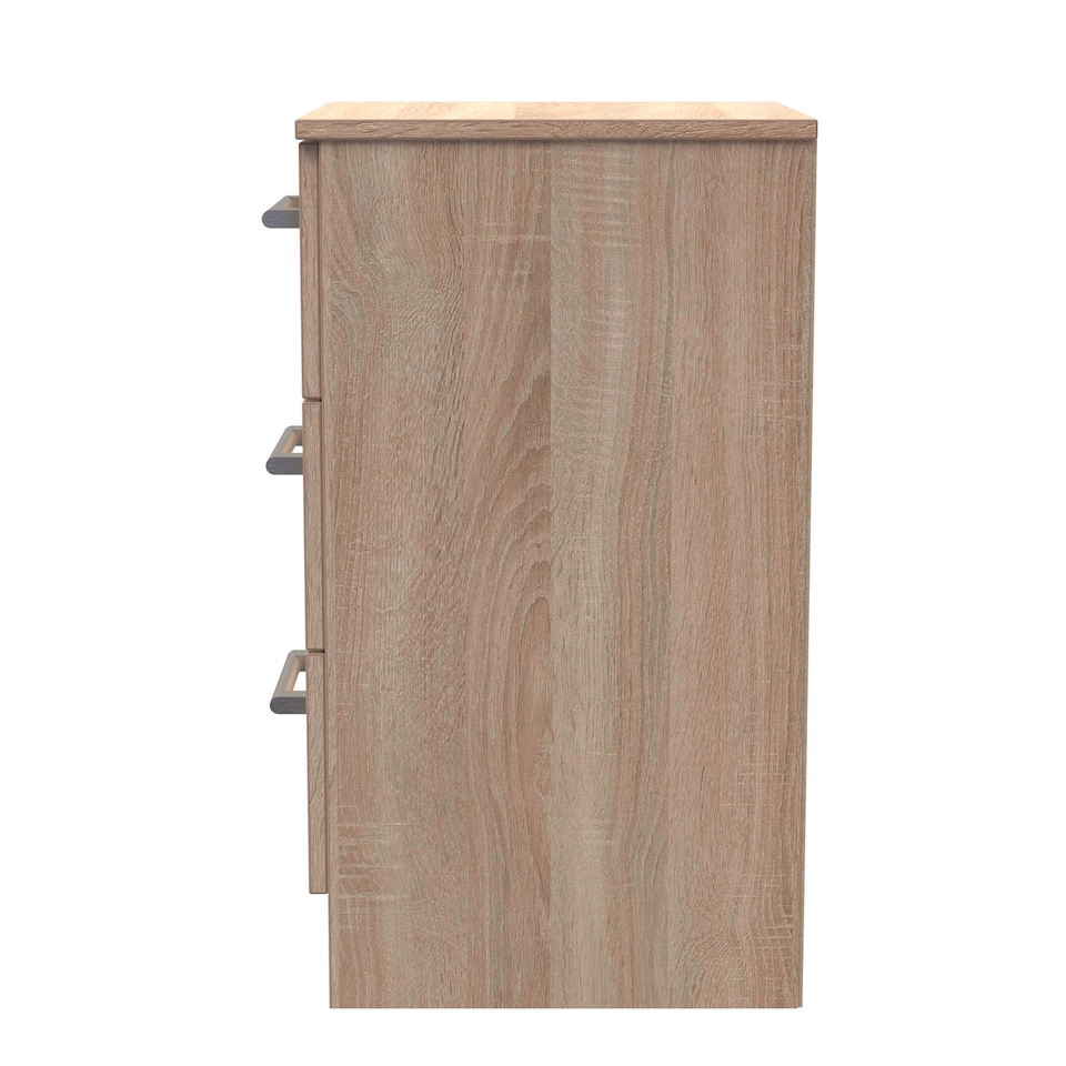image 1 of Cornwall 3 Drawer Bedside Cabinet in Bardolino Oak (Ready Assembled) | Brown | Bardolino Oak