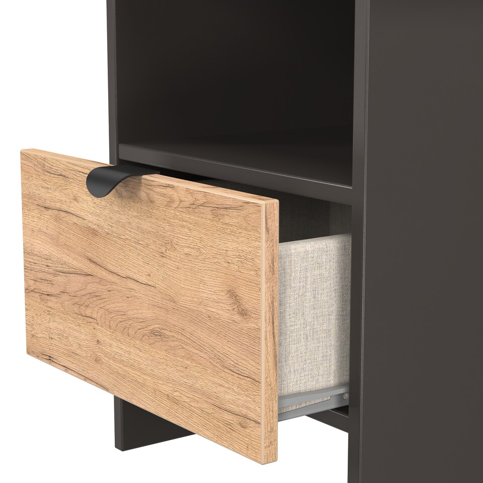 image 1 of Norway Bottom Drawer Lamp Table in Gold Craft & Graphite (Ready Assembled) | Grey | Gold Craft & Graphite