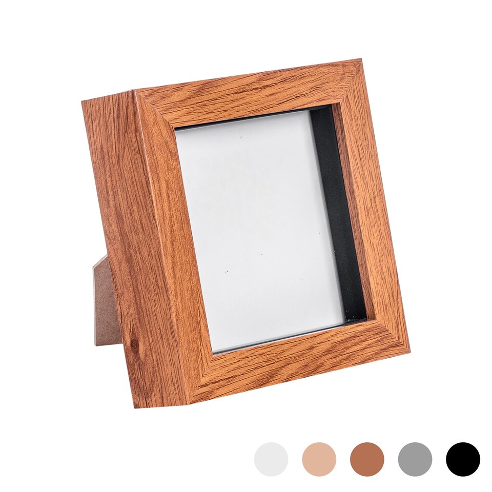 image 1 of Nicola Spring 3D Box Photo Frame - 4 x 4" - Dark Wood