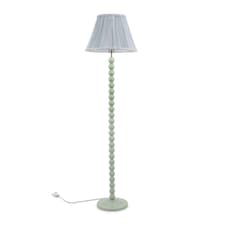 ValueLights Bobbles Sage Green Floor Lamp Blue Pleat Shade | Green
