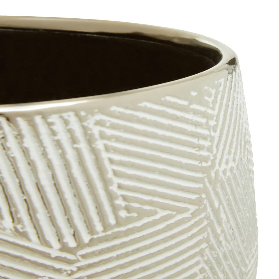 image 1 of Honna Large White Silver Ceramic Planter Silver