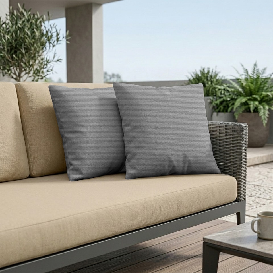image 1 of Covers&All Sunbrella Throw Pillows Set of 2, Square 22 in x 22 in, Canvas Granite