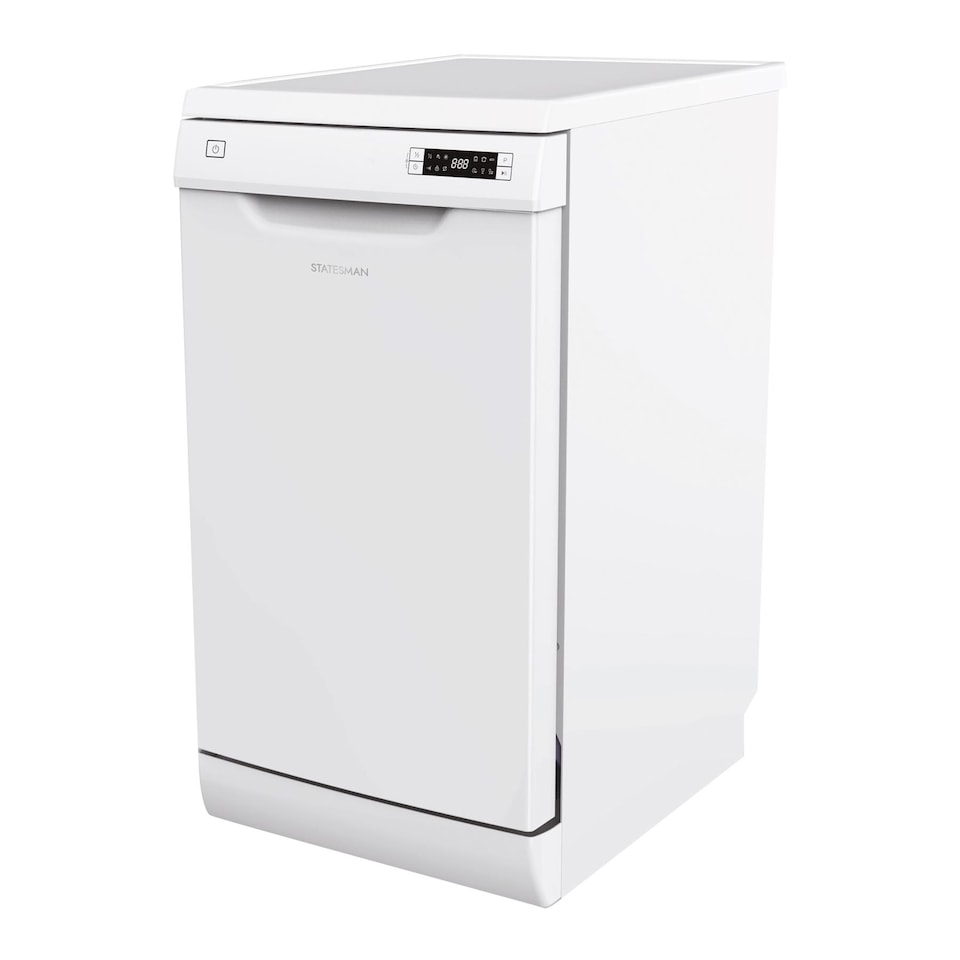 image 1 of Statesman FD10PWE Freestanding Slimline 10 Place Full Size Dishwasher, 6 Wash Programms, Half Load Wash Function, 45cm Wide, White