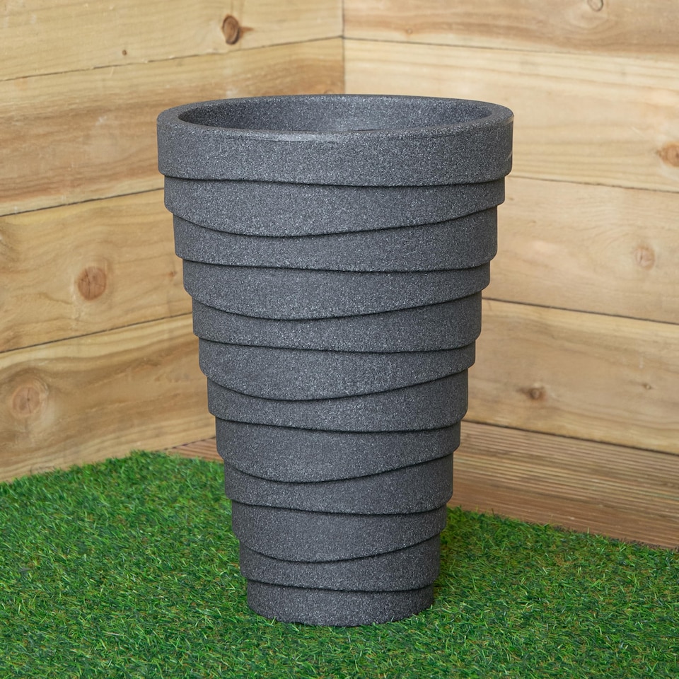 image 1 of 33cm x 48cm Large Plastic Trojan Garden Plant Pot in Dark Grey
