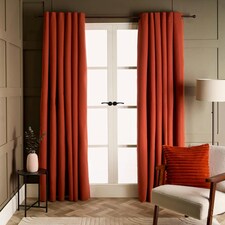 OHS Woven Textured Panel Pair Blackout Eyelet Curtains, 66x72" Orange | Rust