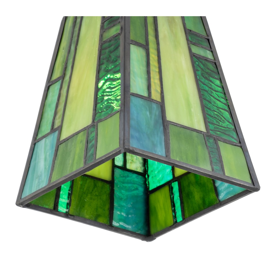 image 1 of Art Denergy savingTiffany Glass Pendant Shade with Emerald and Green Panels