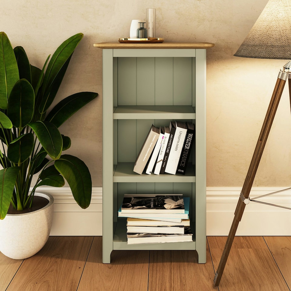 image 1 of Taberno Oak 3 Tier Bookcase Sage Green | Green