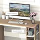 image 6 of HOMCOM Computer Desk, Writing Desk with 3-Tier Storage Shelf, Work Table for Home Office, Study, Living Room, Oak and White