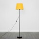 image 2 of ValueLights Standard Floor Lamp In Black Metal Finish With Large Mustard Tapered Light Shade With 6w LED GLS Bulb In Warm White