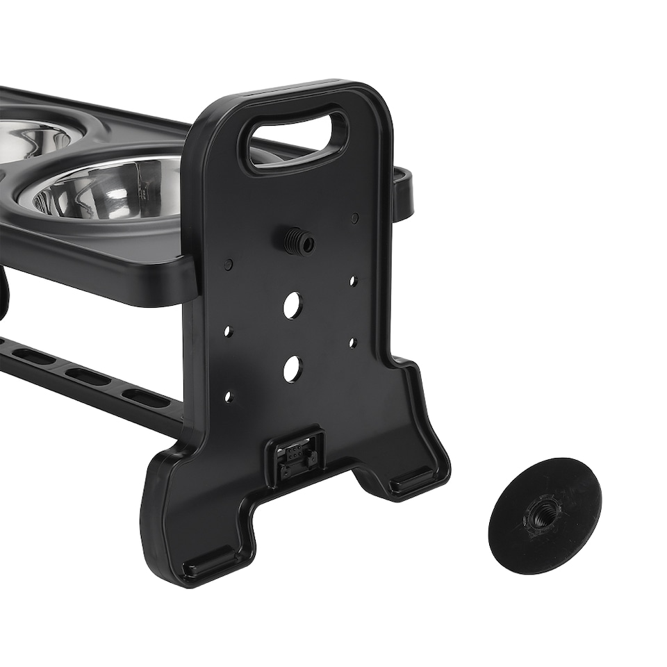 image 1 of Living and Home Adjustable Height Pet Bowl for Dogs & Cats – Ergonomic, Non-Slip Feeding Station | Black