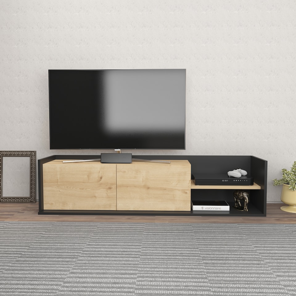image 1 of Deorotika Modern Krog TV Unit for TV's up to 47' Inches with Cabinets and Open Shelves