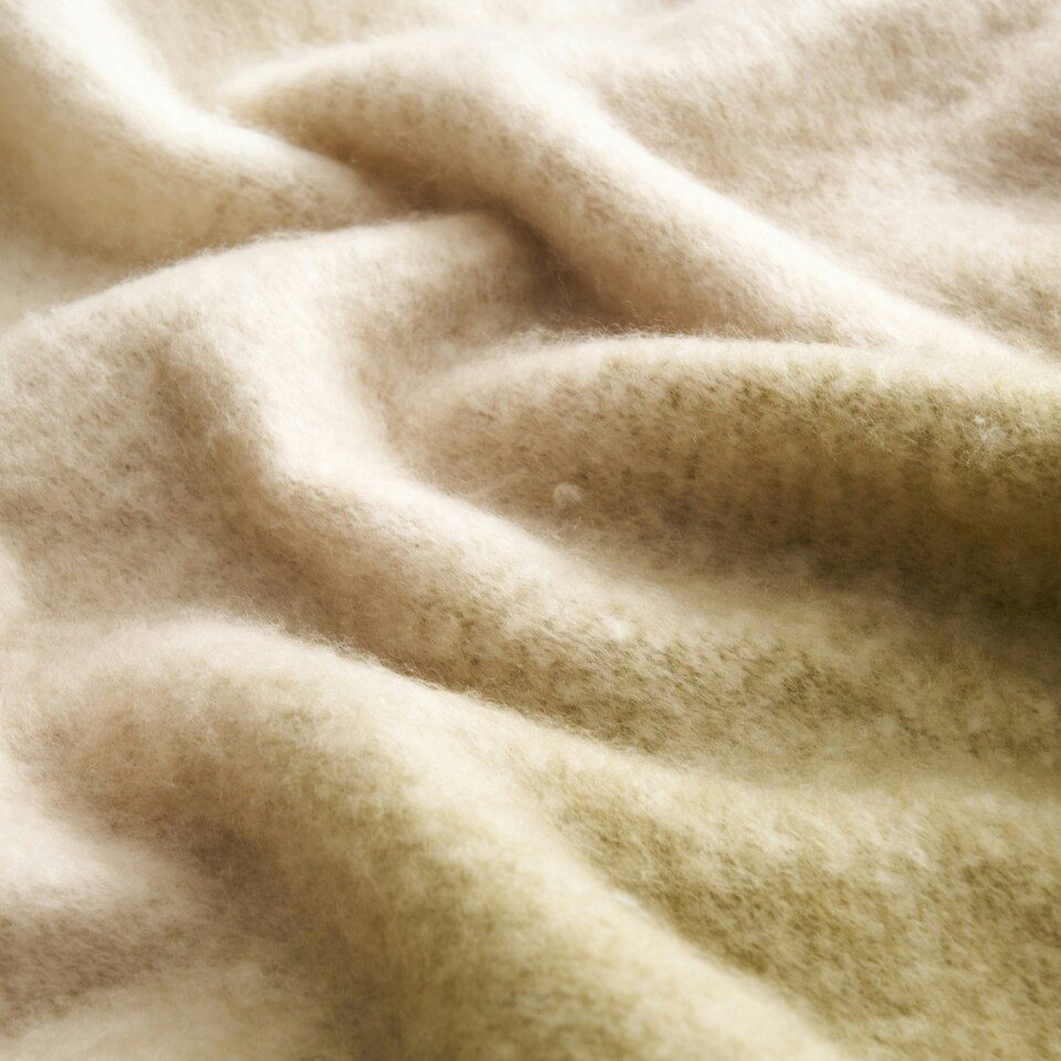 image 1 of Ombre Faux Mohair Throw - Soft, Stylish, Fringed Blanket Green
