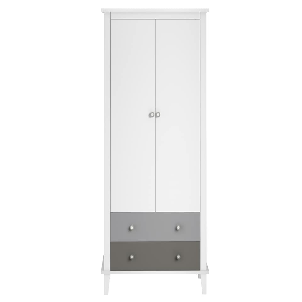 image 1 of Poppy Wardrobe with 2 Drawers 2 Doors White/Grey White | White/Grey