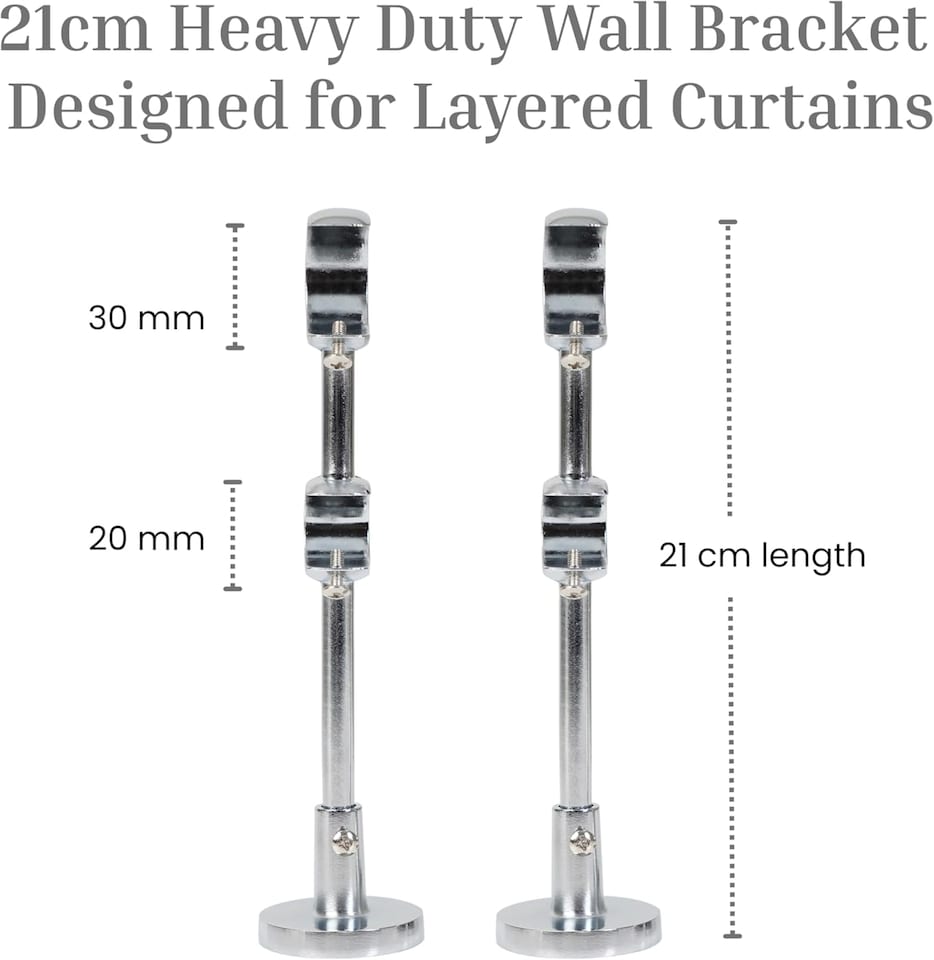 image 1 of Lister Cartwright Double Curtain Extendable Pole Set with Chrome Ball Finials- 19mm & 28mm Metal Poles(70- 120 cm)