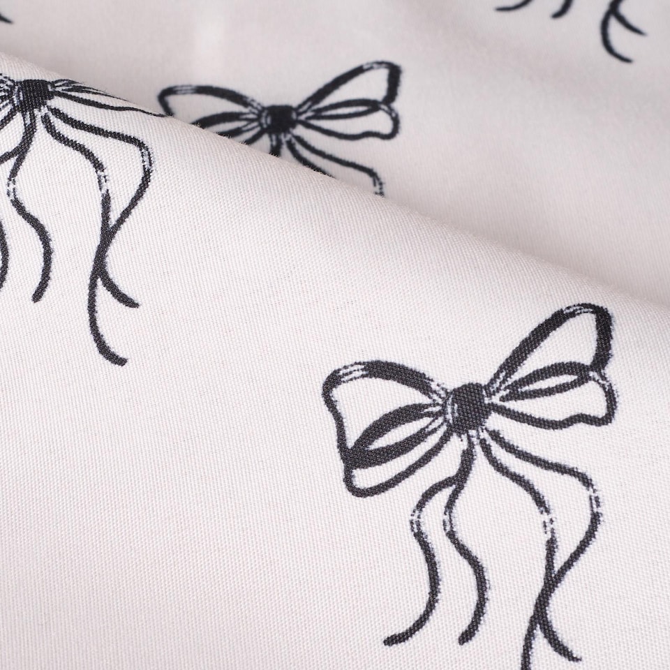 image 1 of OHS Bows Print Microfibre Easy Care 25cm Deep Fitted Bed Sheet | White | Monochrome | King