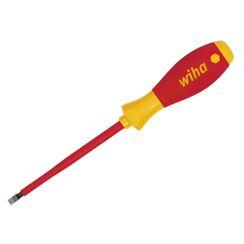Wiha Softfinish Electric Slimfix Screwdriver, Slotted Tip - Multi Colour - 5.5 x 125mm
