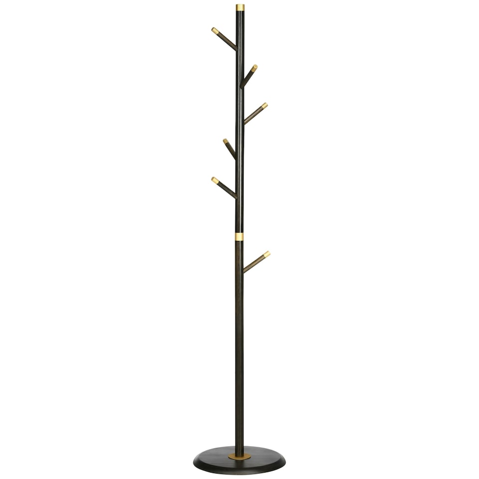 image 1 of HOMCOM Coat Rack Bamboo Coat Stand with Round Base for Handbags