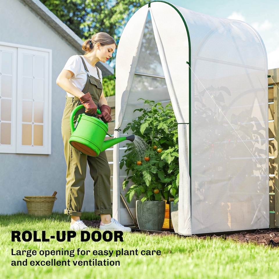 image 1 of Outsunny Mini Greenhouse, Small Greenhouse with PE Base, White | White | White