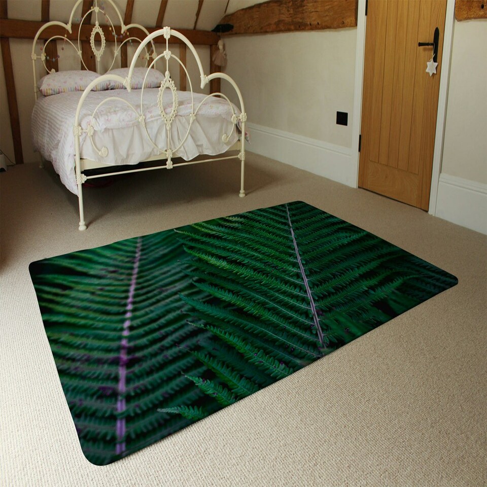 image 1 of green leaves, abstract flora texture (Rug) Green | L
