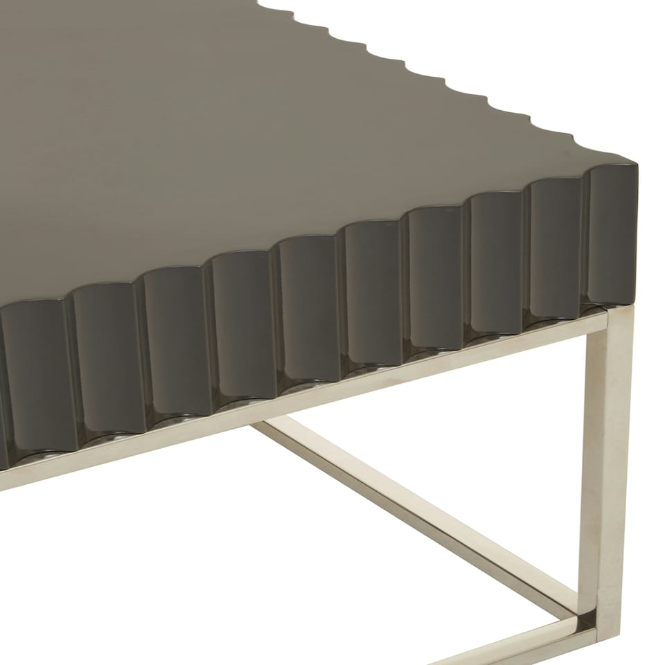 image 1 of Interiors by Premier Grey Hi Gloss Finish Square End Table Grey