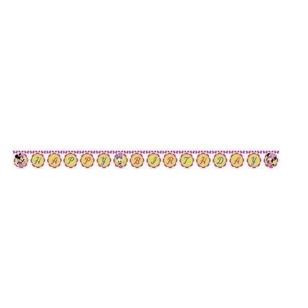 Disney Bowtique Checked Minnie Mouse Happy Birthday Banner - Pink/Green - One Size