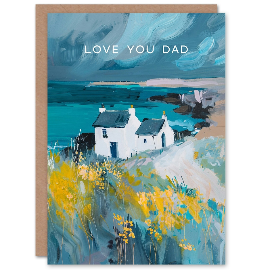 image 1 of Scottish Seaside Cottage Oil Fathers Day Dad Card