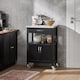 image 2 of SoBuy FKW22-SCH,Stainless Steel Top Kitchen Trolley Microwave Stand on Wheels
