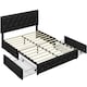 image 2 of Yaheetech 135 cm W x 190 cm L Bed Frame with Adjustable Headboard and 2 Drawers Black