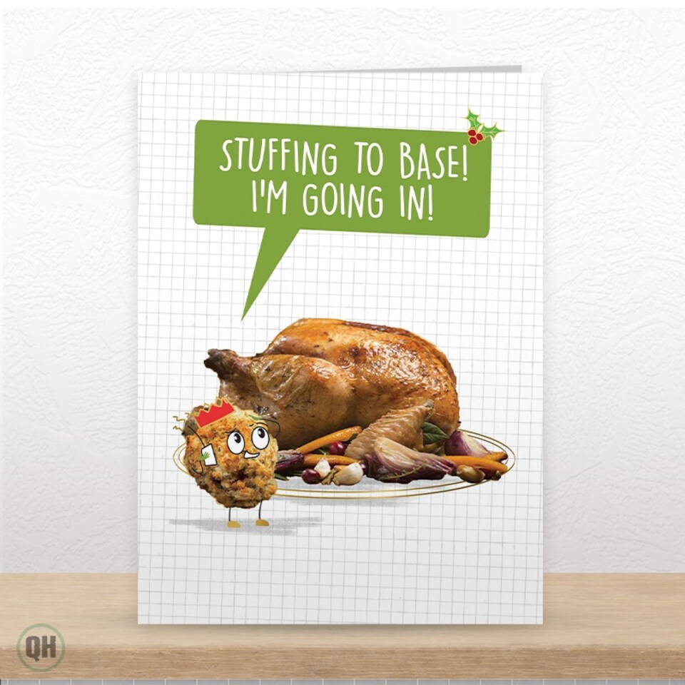 image 1 of Stuffing To Base! I'm Going In! - Funny Christmas Card