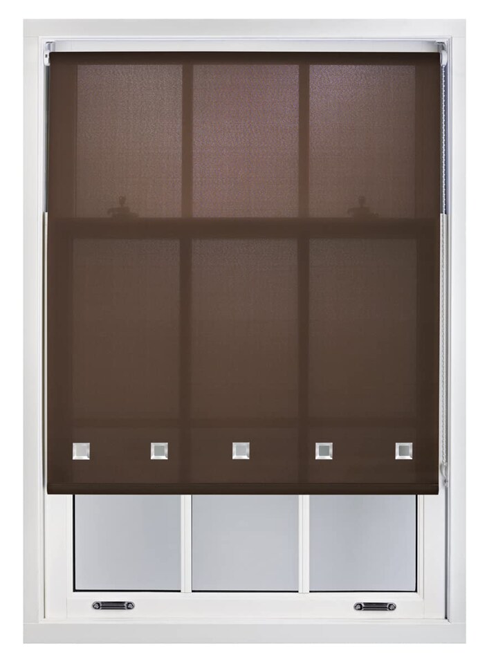 image 1 of FURNISHED Roller Blinds Daylight Square Eyelet Light Filtering Easy Fit Trimmable Window Shade | Brown | Mocha