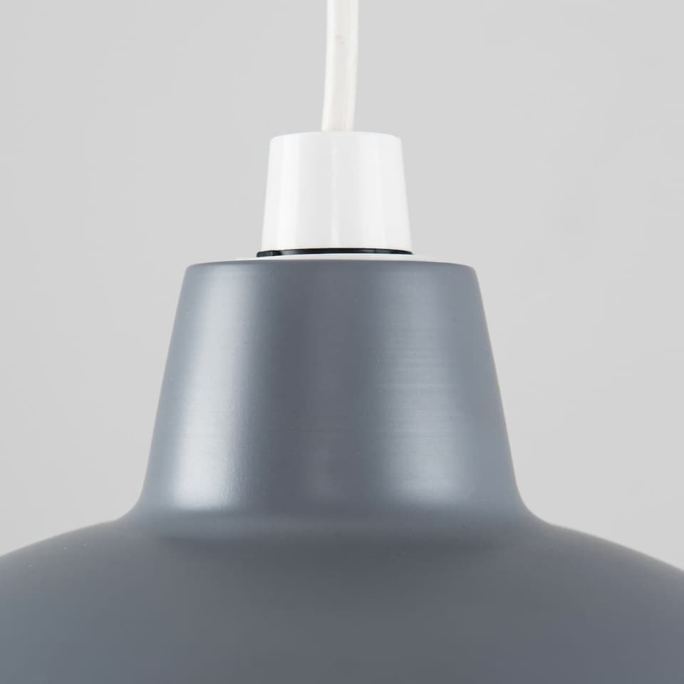 image 1 of ValueLights Civic Metro Grey Ceiling Pendant Shade & Bulb | Grey