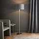 image 2 of ValueLights Charlie Brushed Chrome Floor Lamp Grey Velvet Chrome Shade