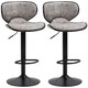 image 1 of HOMCOM Bar Stool Set of 2 Microfiber Cloth Adjustable Height Armless Chairs with Swivel Seat, Grey