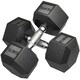image 1 of HOMCOM 2x12.5KG Rubber Hex Dumbbell Portable Hand Weights for Home Gym