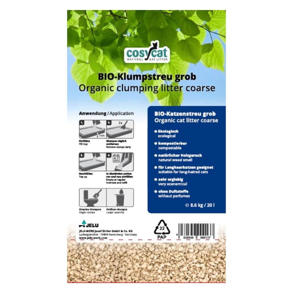 image 1 of Cosycat Clumping Wood Cat Litter 60L (3 x 20L) Coarse Granule