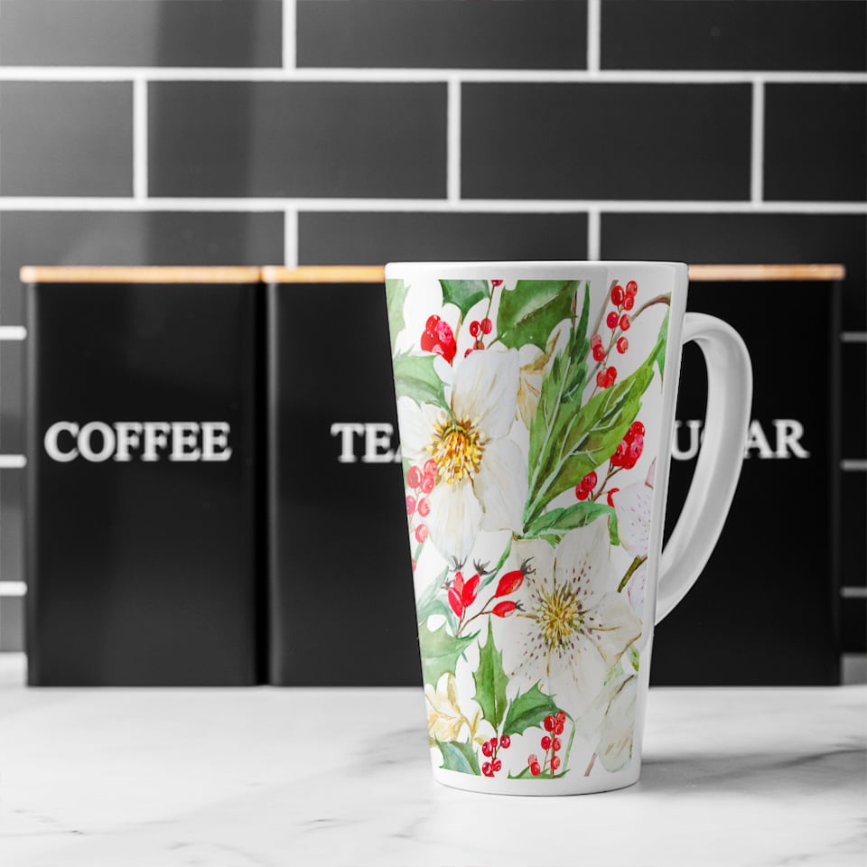 image 1 of Watercolour Christmas Pattern Latte Mug