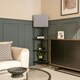 image 2 of ValueLights Taska Black Wooden 3 Tier Corner Floor Lamp with Grey Shade and Storage Shelves Black