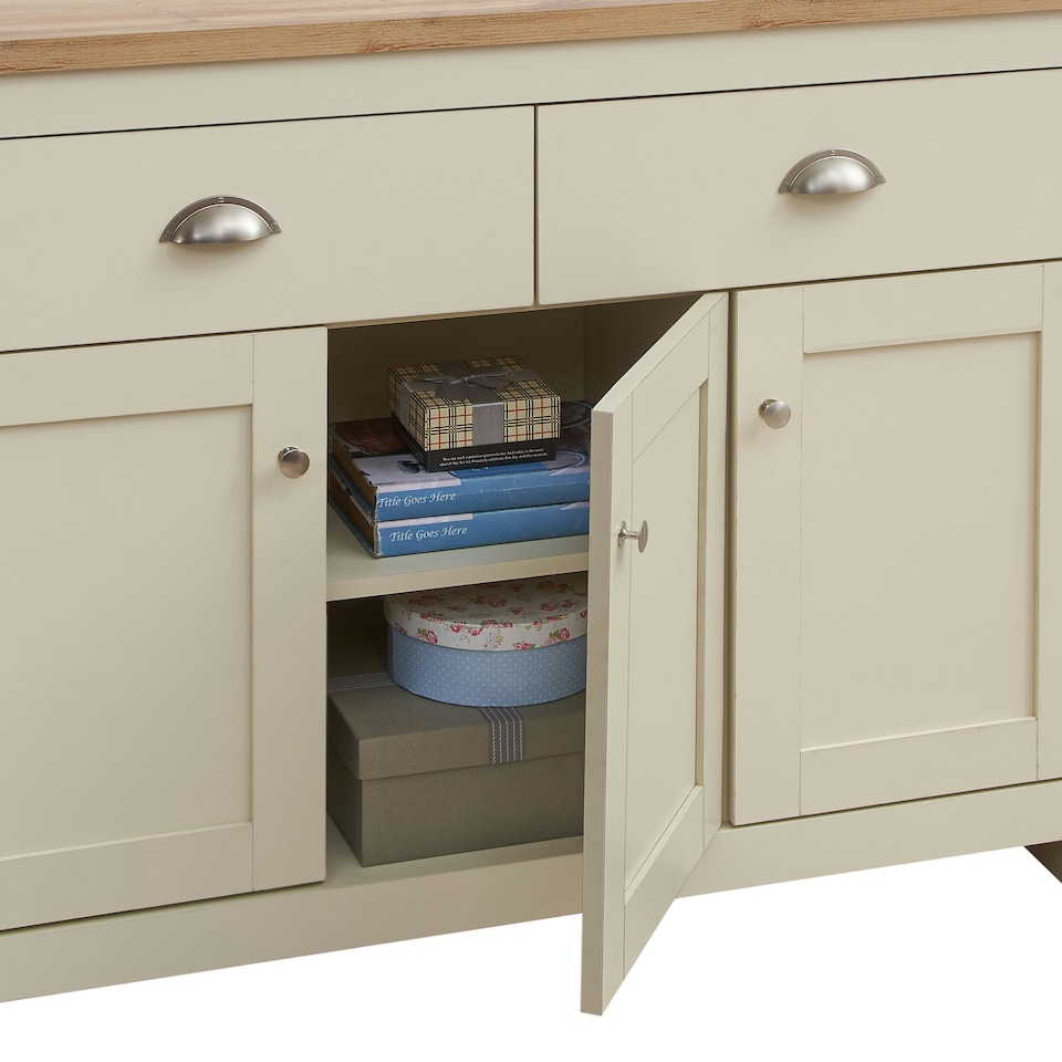 image 1 of Lisbon Sideboard with 3 Doors & 2 Drawers Cream & Oak