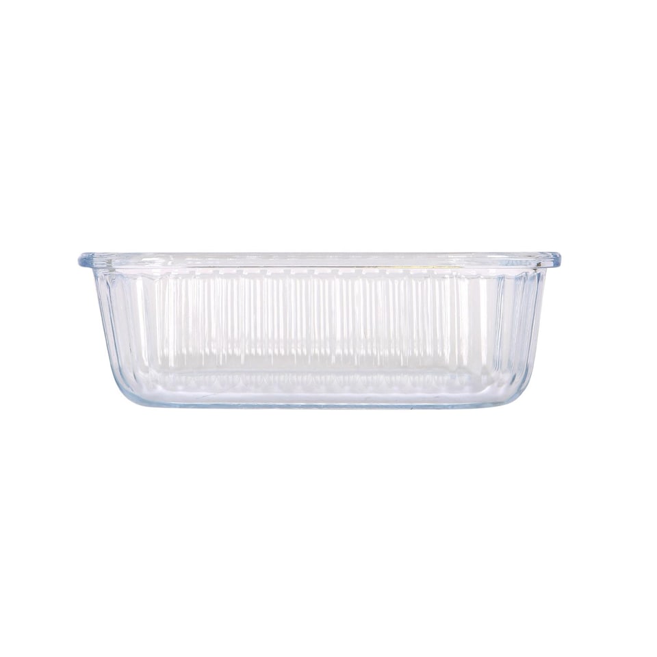 image 1 of Argon Tableware Optical Rectangular Glass Cake Dishes - 17cm x 12.5cm - Pack of 2 | Clear | Clear | 17cm x 12.5cm