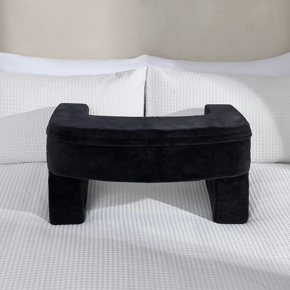 image 1 of OHS Soft Comfy Armrest Reading Laptop Gaming Bed Desk Lap Pillow With Storage Pockets | Black | 65 x 56 x 34cm