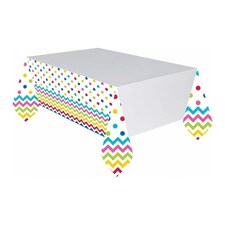 Amscan Plastic Chevron Party Table Cover - Rainbow - One Size