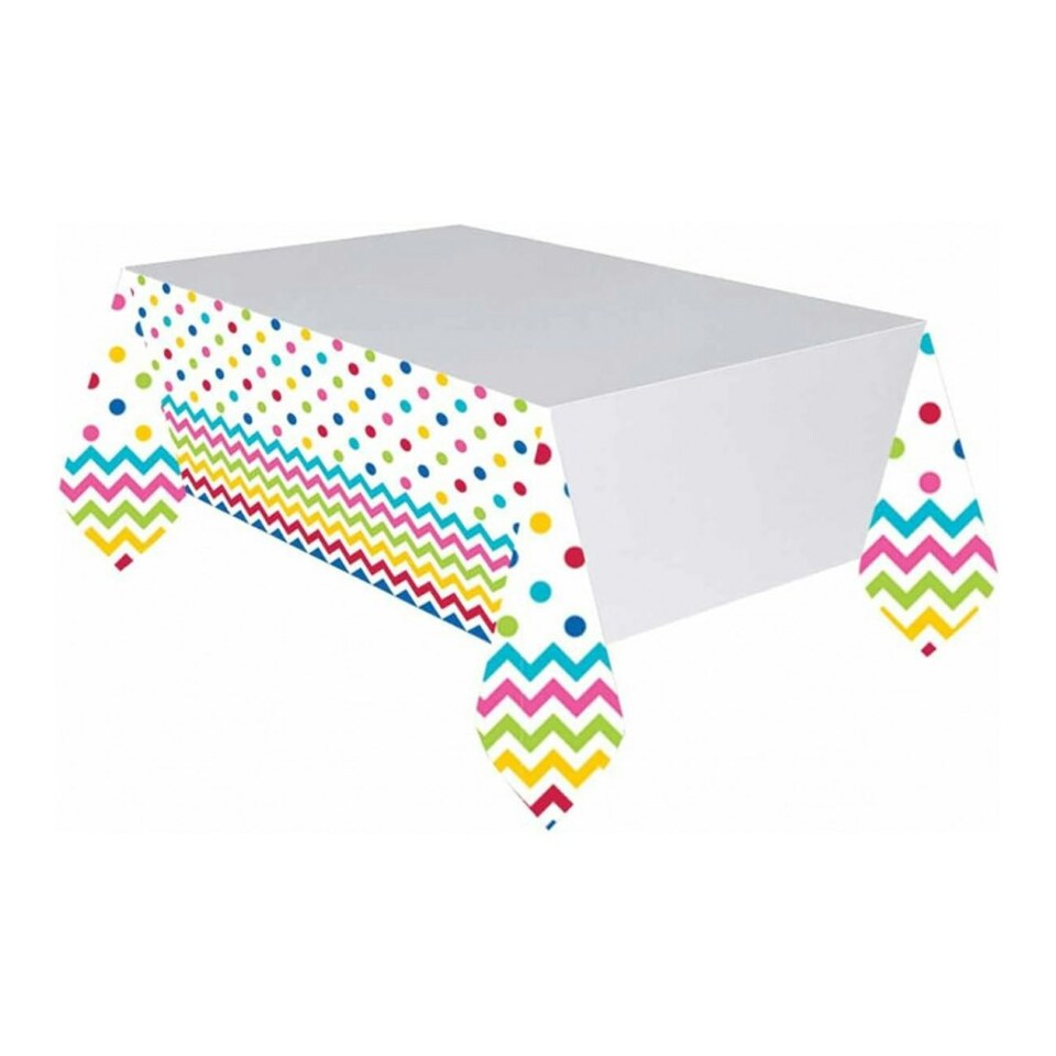image 1 of Amscan Plastic Chevron Party Table Cover - Rainbow - One Size