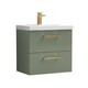 image 1 of 600mm Wall Hung 2 Drawer Vanity Basin Unit, Green, Pewter Handles | Green | Satin Green | 579 x 610 x 390mm