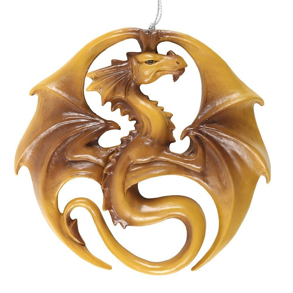 image 1 of Anne Stokes Dragon Medal Hanging Ornament - Gold/Brown - One Size