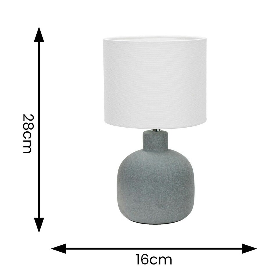 image 1 of ValueLights Chelsea Natural Linen Shade Sandblast Grey Ceramic Table Lamp with LED Bulb Grey