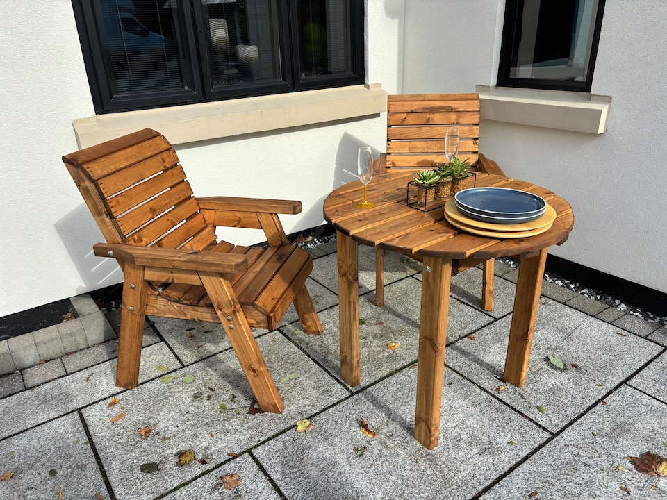 image 1 of Thatcham Two Seater Outdoor Dinner Set - Timber - L100 x W220 x H98 cm - Fully Assembled